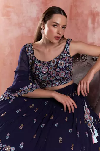Burgandy Georgette Lehenga