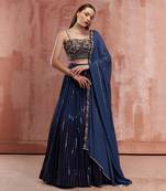 Navy Blue Georgette Lehenga
