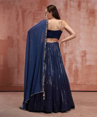 Navy Blue Georgette Lehenga 2