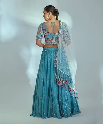 Blue Georgette Lehenga 2