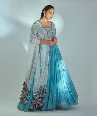 Blue Georgette Lehenga 3
