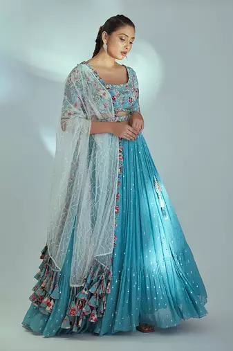 Blue Georgette Lehenga
