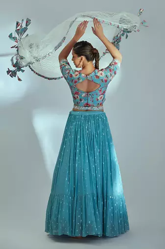 Blue Georgette Lehenga