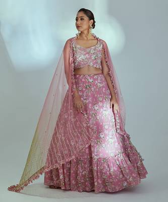 Pink Georgette Lehenga 1