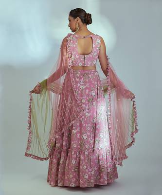 Pink Georgette Lehenga 2