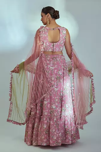 Pink Georgette Lehenga