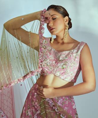 Pink Georgette Lehenga 4