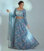 Blue Georgette Lehenga