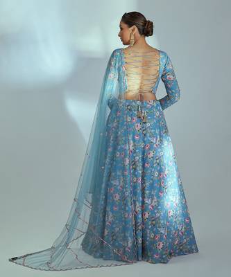 Blue Georgette Lehenga 2