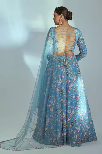 Blue Georgette Lehenga