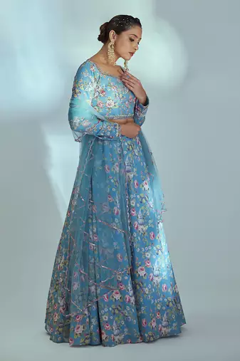 Blue Georgette Lehenga
