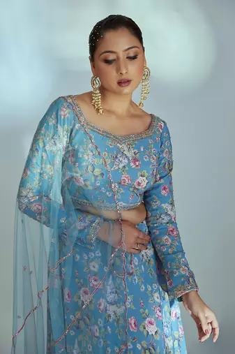 Blue Georgette Lehenga