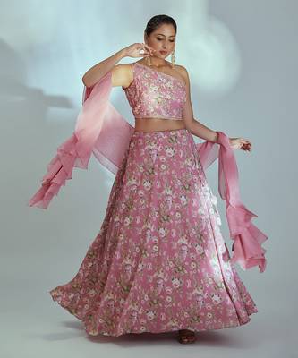 Pink Georgette Lehenga 1