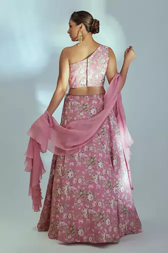 Pink Georgette Lehenga