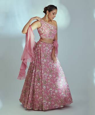 Pink Georgette Lehenga 3