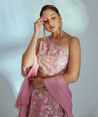 Pink Georgette Lehenga 4