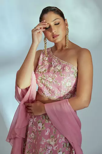 Pink Georgette Lehenga
