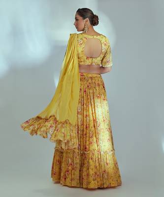 Yellow Georgette Crepe Lehenga 2