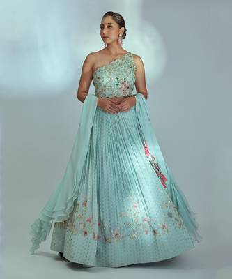 Sea Green Georgette Lehenga 1