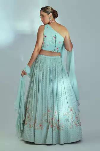 Sea Green Georgette Lehenga