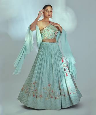 Sea Green Georgette Lehenga 3