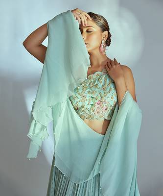 Sea Green Georgette Lehenga 4