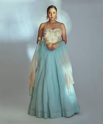 Sea Green Georgette Lehenga 1