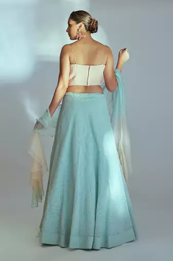 Sea Green Georgette Lehenga
