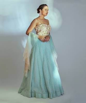 Sea Green Georgette Lehenga 3