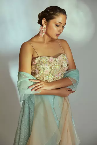 Sea Green Georgette Lehenga