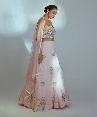 Pink Georgette Lehenga 3