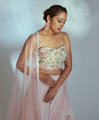 Pink Georgette Lehenga 4
