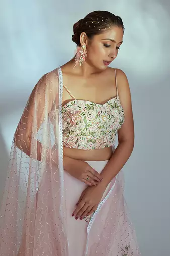 Pink Georgette Lehenga