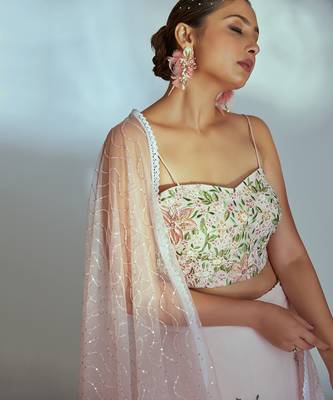 Pink Georgette Lehenga 5
