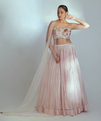 Pink Georgette Lehenga 1