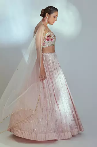 Pink Georgette Lehenga