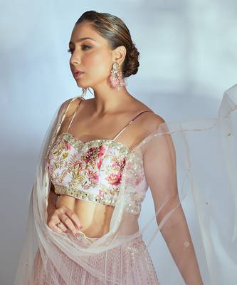 Pink Georgette Lehenga 4