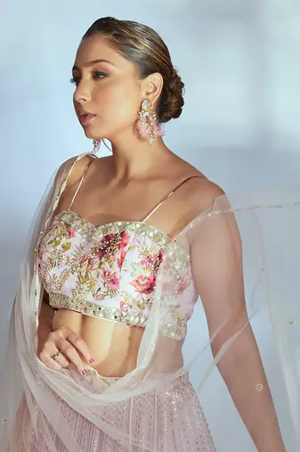 Pink Georgette Lehenga