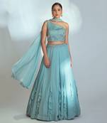 Sea Green Georgette Lehenga