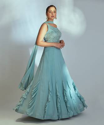 Sea Green Georgette Lehenga 2