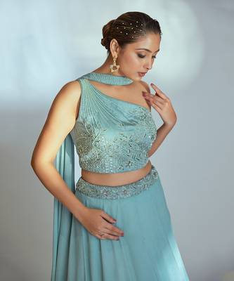 Sea Green Georgette Lehenga 3