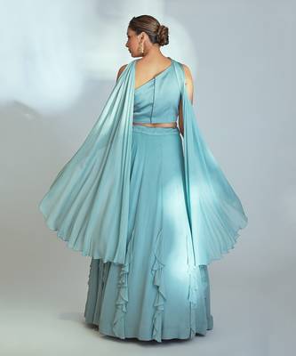 Sea Green Georgette Lehenga 4