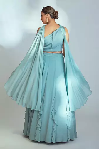 Sea Green Georgette Lehenga