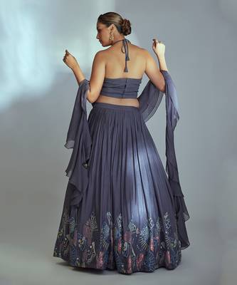 Grey Georgette Lehenga 2