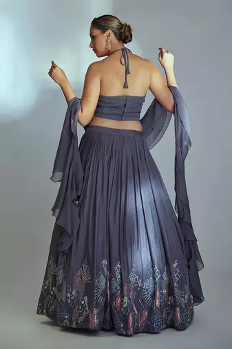 Grey Georgette Lehenga