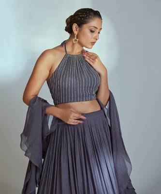 Grey Georgette Lehenga 4