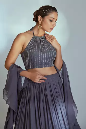 Grey Georgette Lehenga