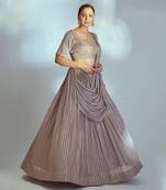 Greyish Nude Georgette Lehenga