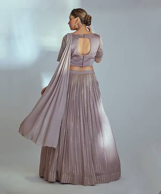 Greyish Nude Georgette Lehenga 2