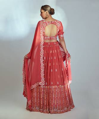 Coral Georgette Lehenga 2
